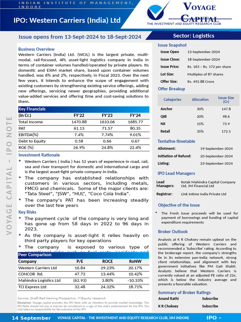 Western Carriers IPO Analysis | PDF | Initial Public Offering | Economies