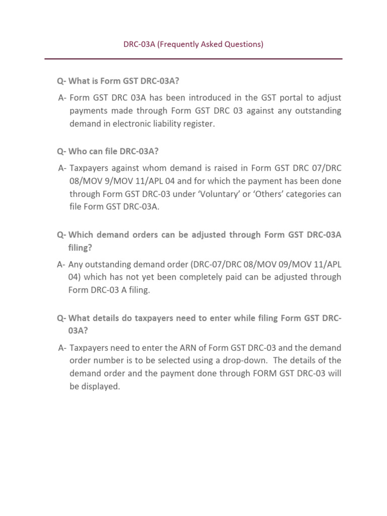 GST DRC-03A Filing Guide | PDF | Finance & Money Management ...