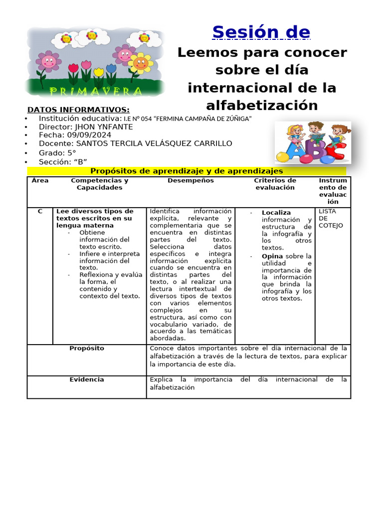 6º Grado Dia 5 Com. Leemos para Conocer Sobre El Día Internacional de ...