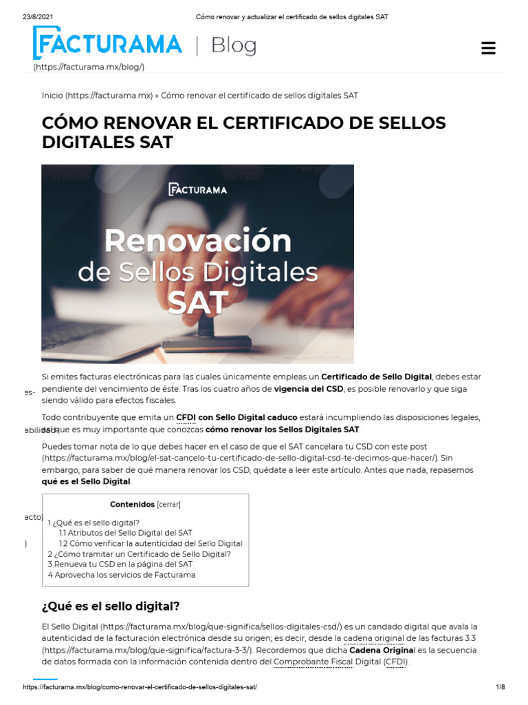 Cómo Renovar y Actualizar El Certificado de Sellos Digitales SAT | PDF