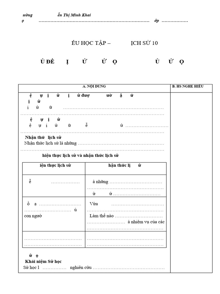 Chu de 1 - Phieu Hoc Tap (HS) | PDF