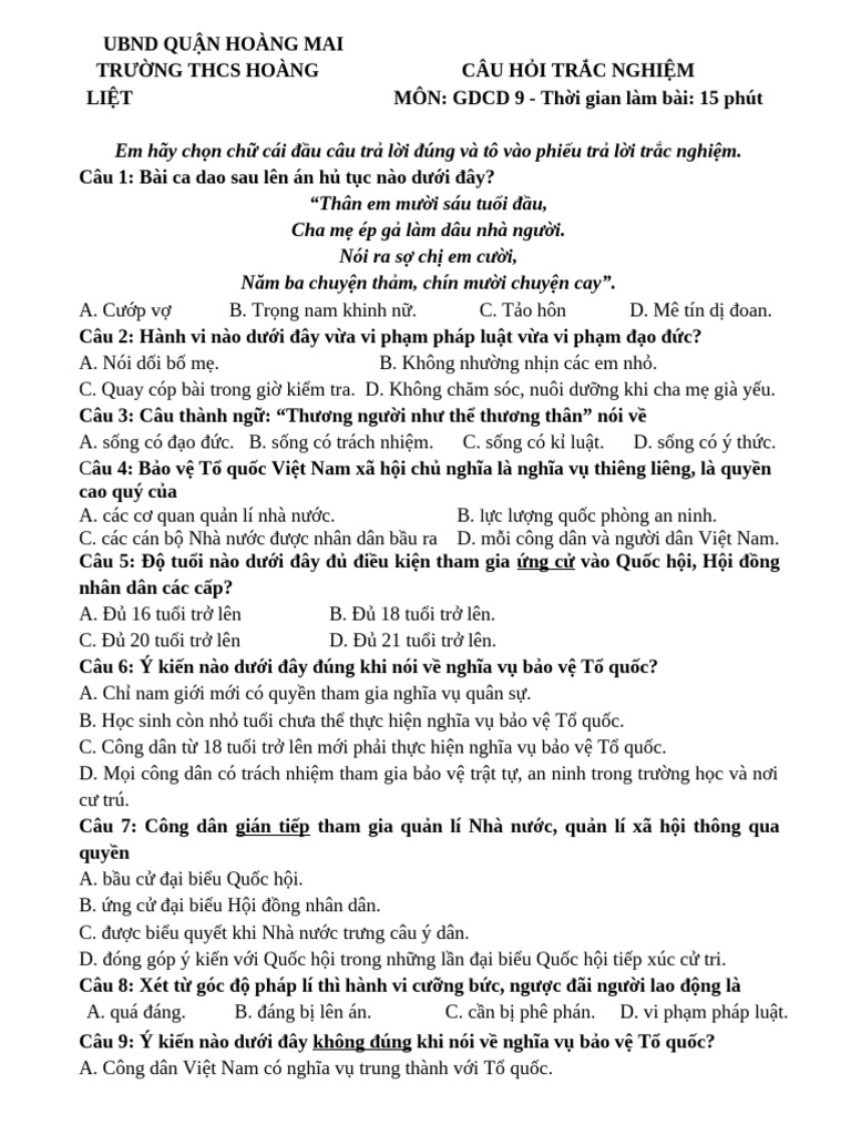 On Tap Trac Nghiem cd9638475960233139206 | PDF