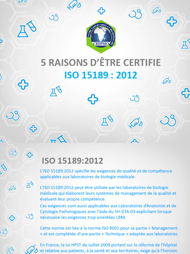 Avantages de la certification ISO 15189 | PDF | Management de la qualité