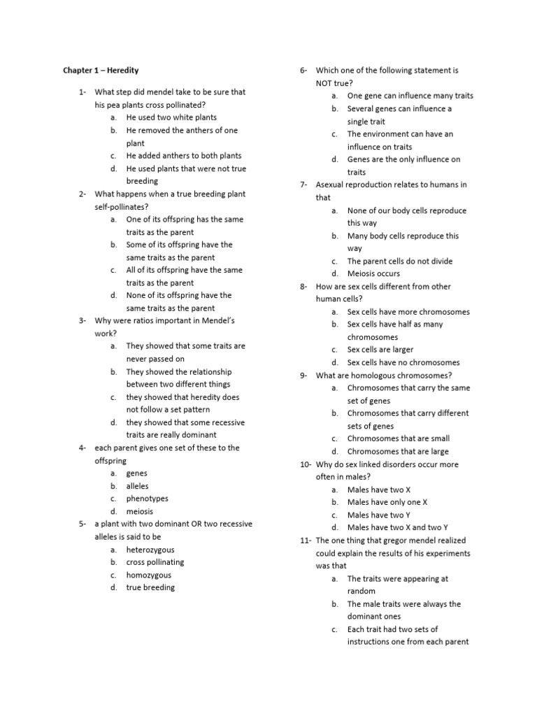 Mendelian Genetics Quiz Questions | PDF | Dominance (Genetics) | Zygosity