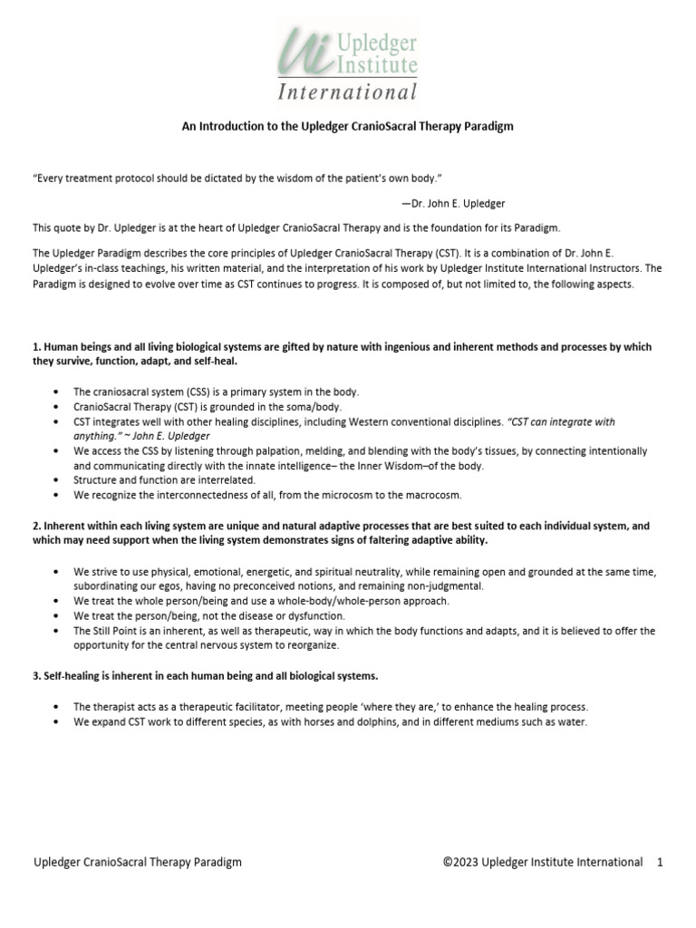 Upledger CranioSacral Therapy Overview | PDF | Psychotherapy
