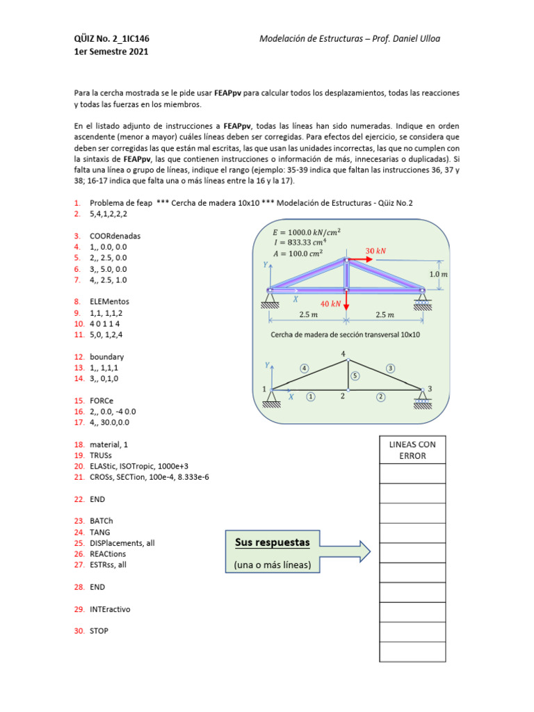 Corrección de Instrucciones FEAPpv | PDF