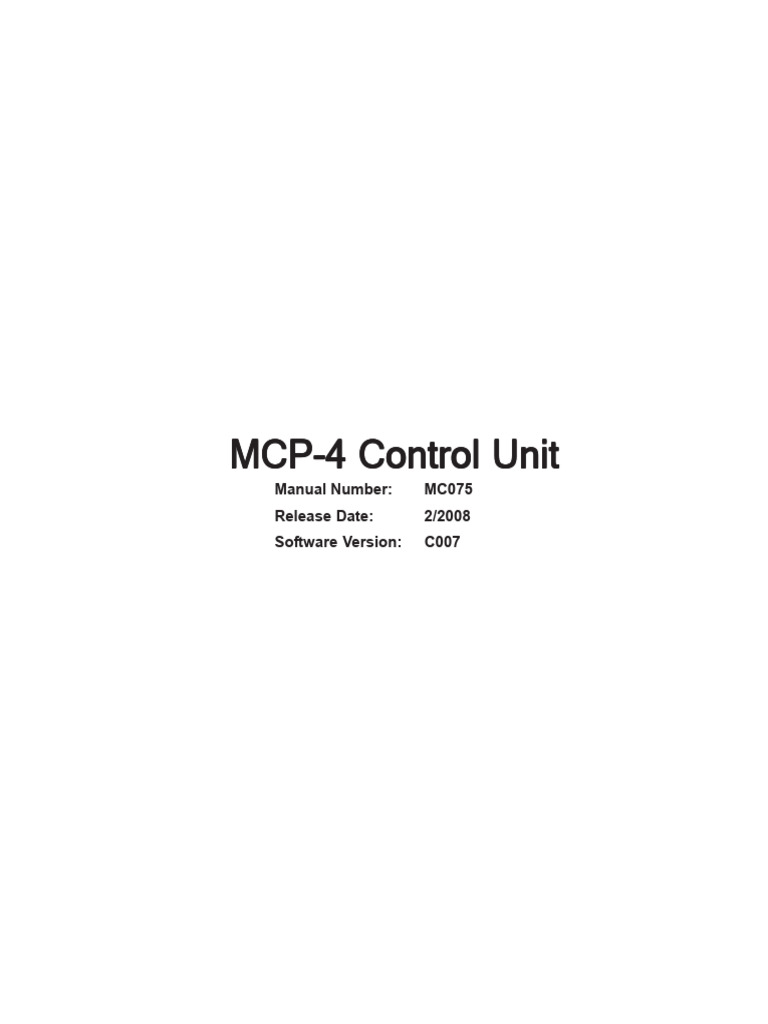 MCP-4 Control Unit Manual Overview | PDF | Fires | Menu (Computing)