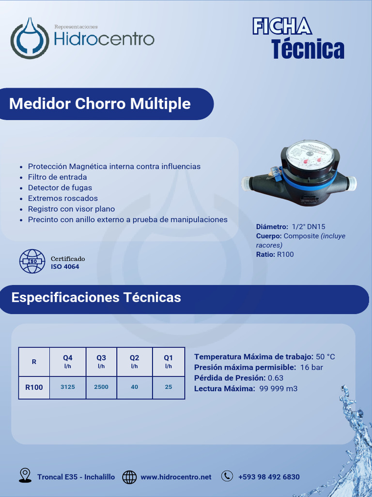 Medidor de Chorro Múltiple R100 | PDF