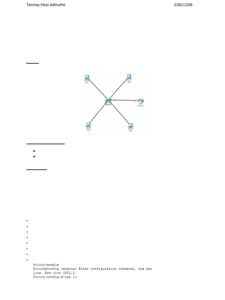 VLAN Configuration in Cisco Packet Tracer | PDF | Network Switch ...