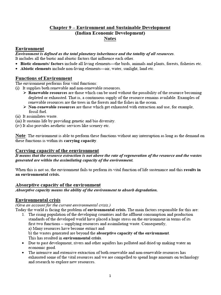 Environment and Sustainable Development Notes | PDF | Ozone Depletion ...
