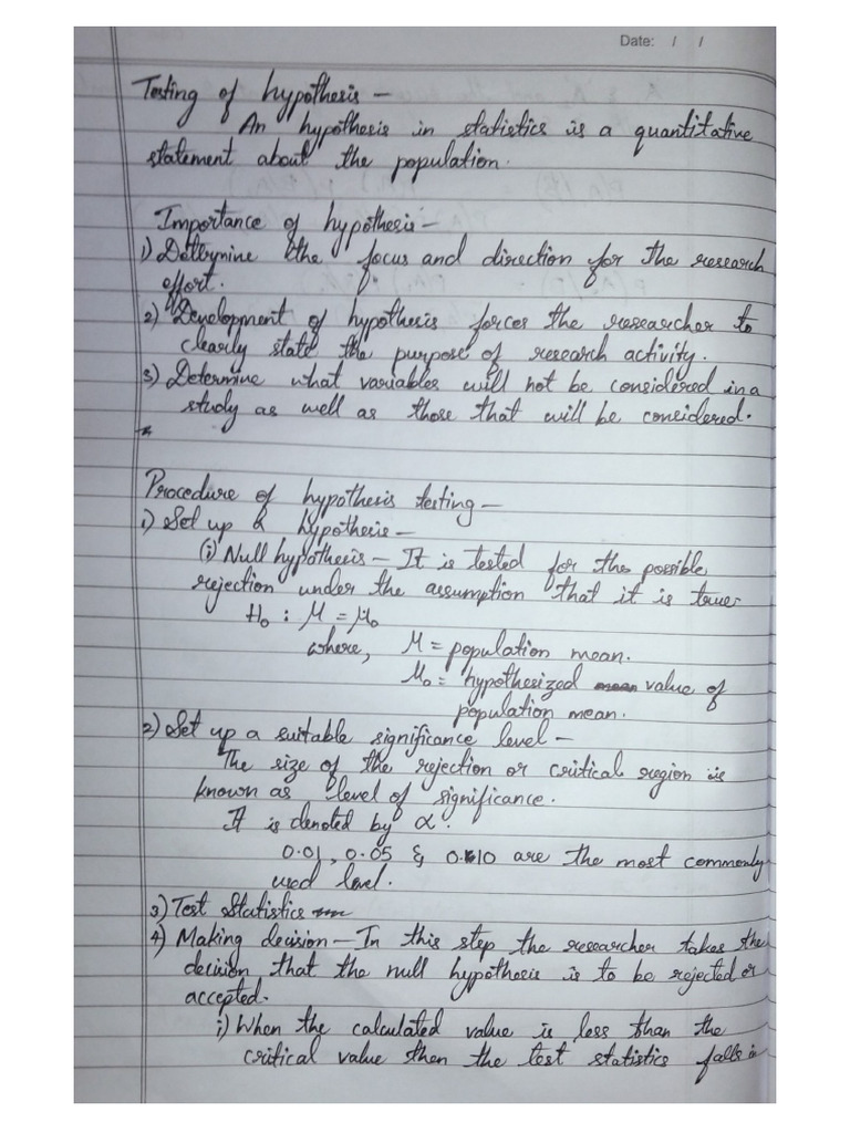 SFM Notes - Testing of Hypothesis | PDF