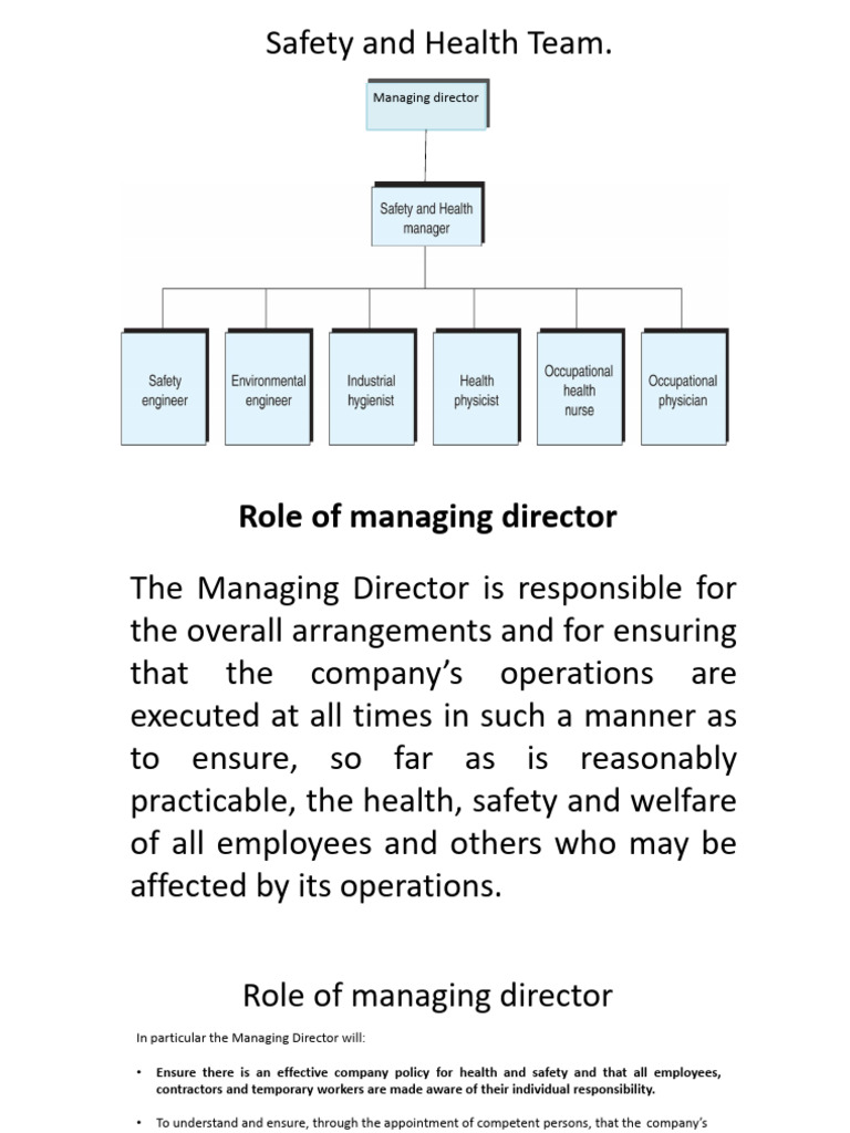 Managing Director's Role in Safety | PDF | Occupational Safety And ...