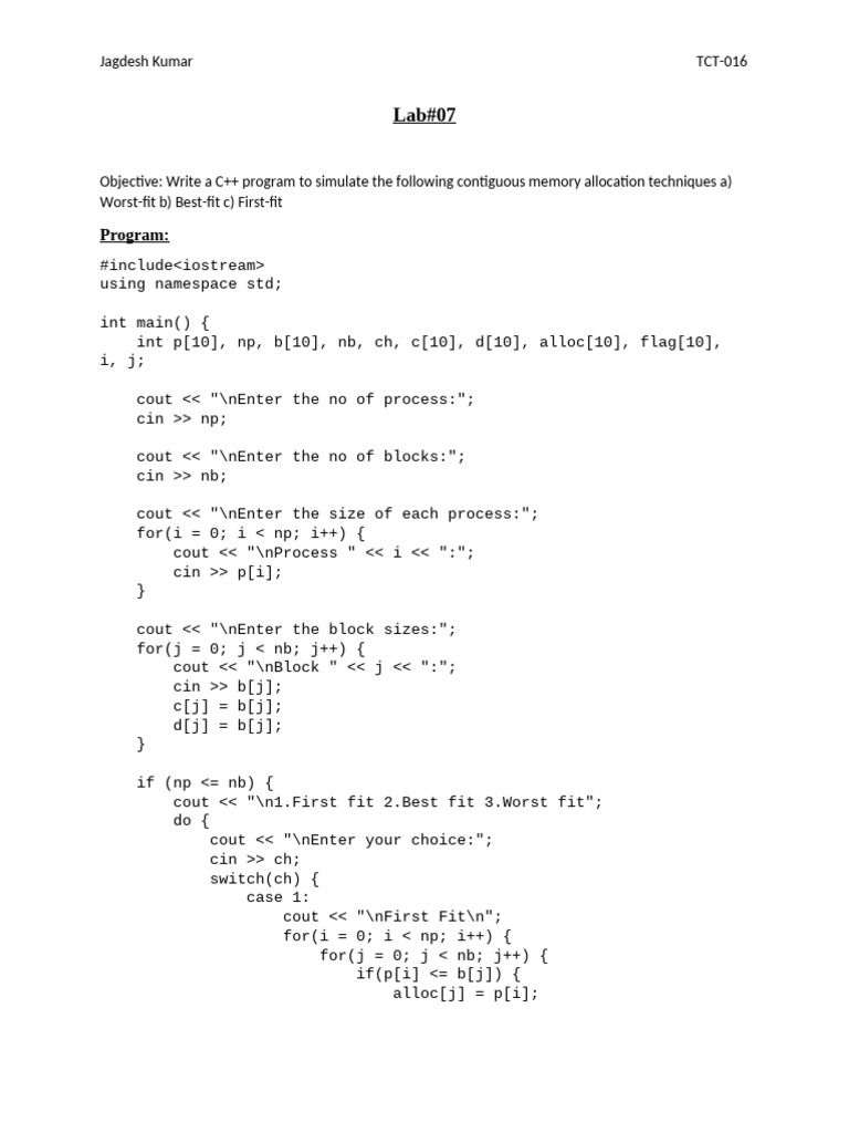 lab 9 OS | PDF | Computer Programming | C++