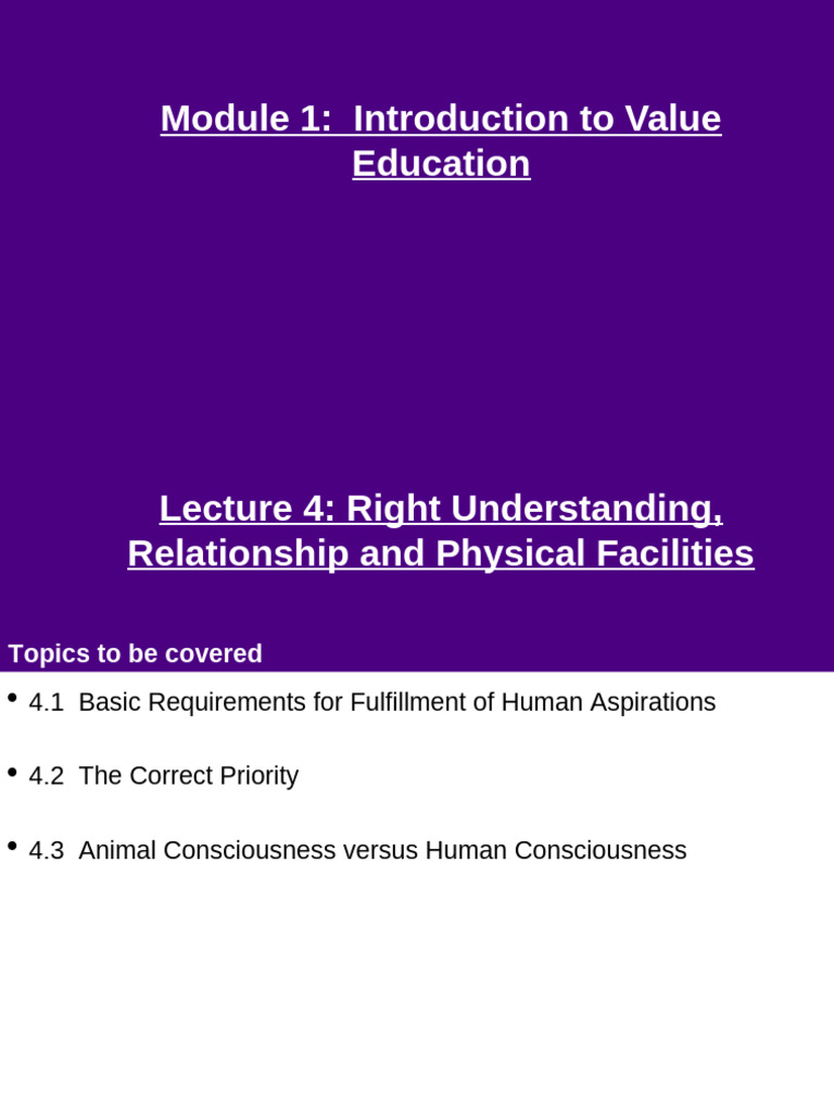 L4 - Right Understanding Relations, PF | PDF | Happiness | Consciousness