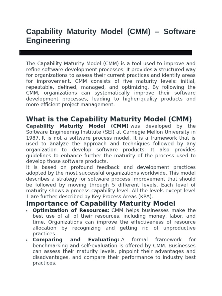 Understanding Capability Maturity Model (CMM) | PDF | Project ...