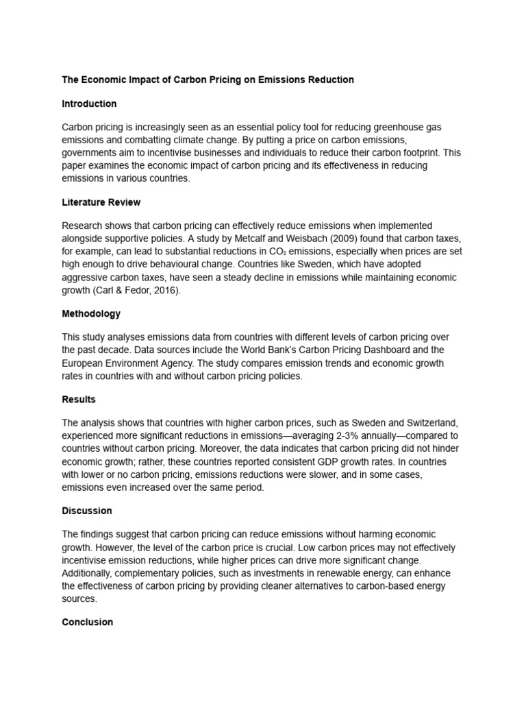 The Economic Impact of Carbon Pricing On Emissions Reduction | PDF ...