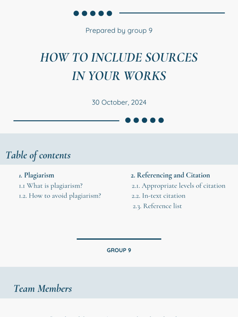 Week 9 - Group 4. HOW TO INCLUDE SOURCES IN YOUR WORKS | PDF | Citation ...
