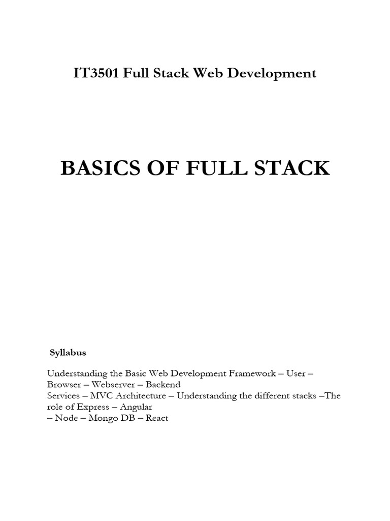 IT3501 Full Stack Web Development Notes | PDF | World Wide Web ...