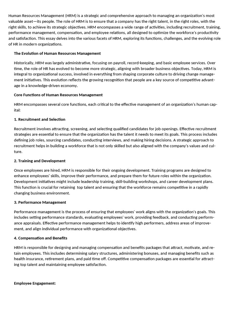 Strategic Human Resources Management | PDF | Human Resource Management ...