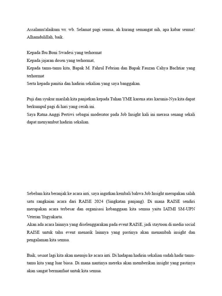 Teks Moderator Job Insight RAISE 2024 | PDF