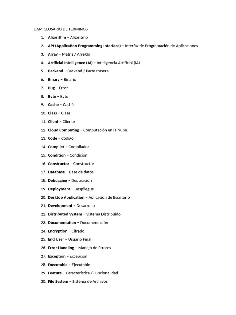 Glosario de Términos de Programación | PDF | Script Java | Entorno de ...