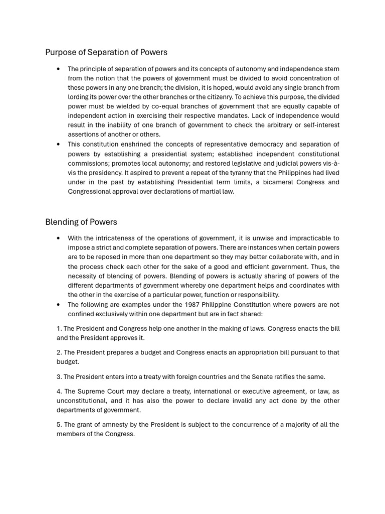 comp-pol notes | PDF | Separation Of Powers | Justiciability