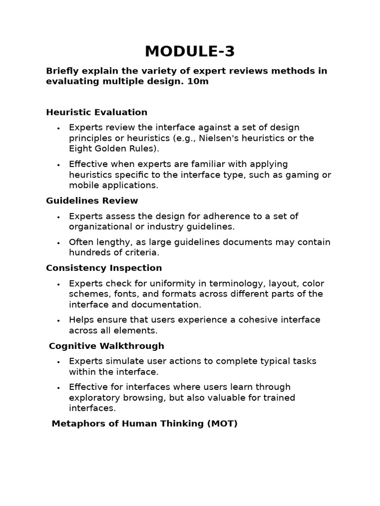 Expert Methods for Usability Evaluation | PDF | Usability | Survey ...