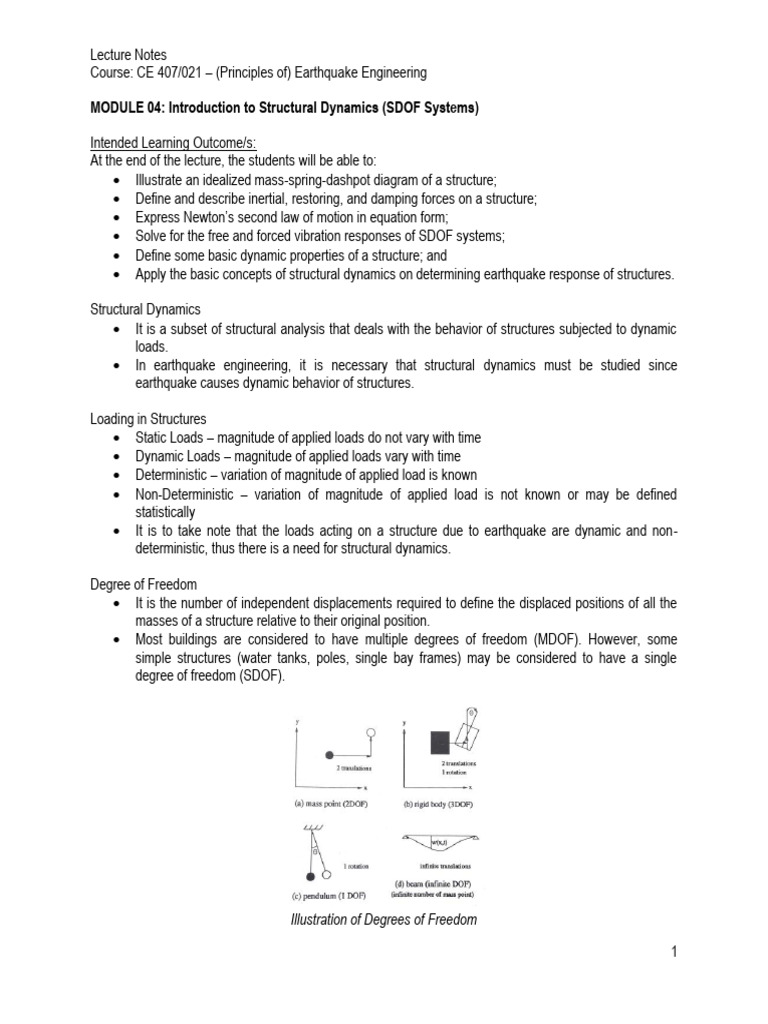 CE 407&021 Module 04 | PDF | Force | Damping