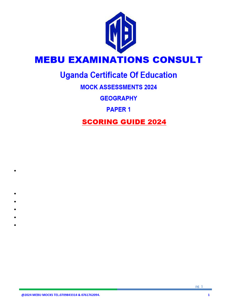 2024 MEBU Geography Mock Assessment | PDF | Lake | Exports