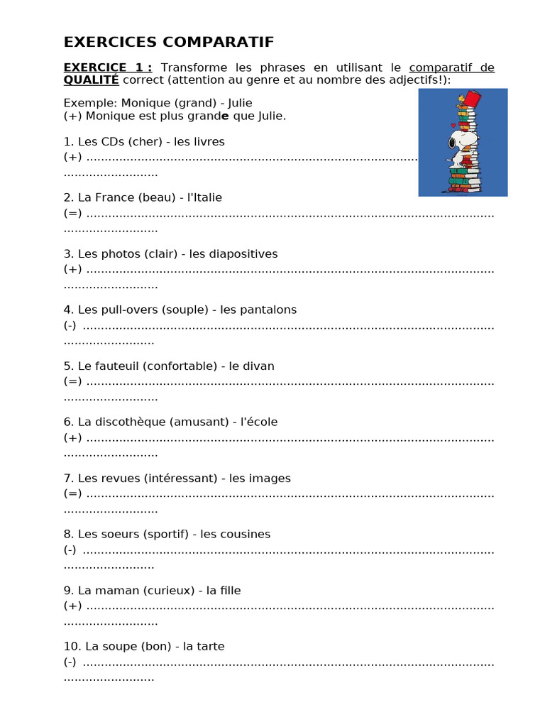 Exercices de Comparatif en Français | PDF | Échecs | Théorie (échecs)