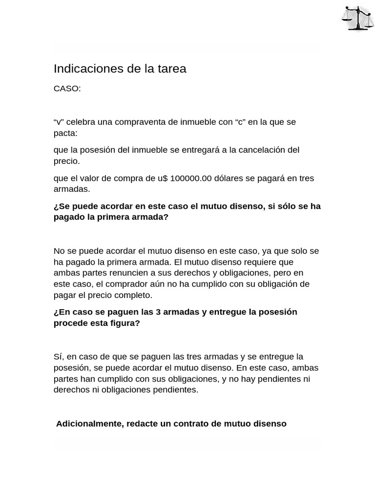 Mutuo Disenso en Compraventa e Trabajo | PDF | Justicia | Crimen y ...