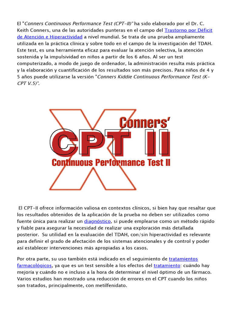 Evaluación del CPT-II en TDAH | PDF | Desorden hiperactivo y deficit de ...