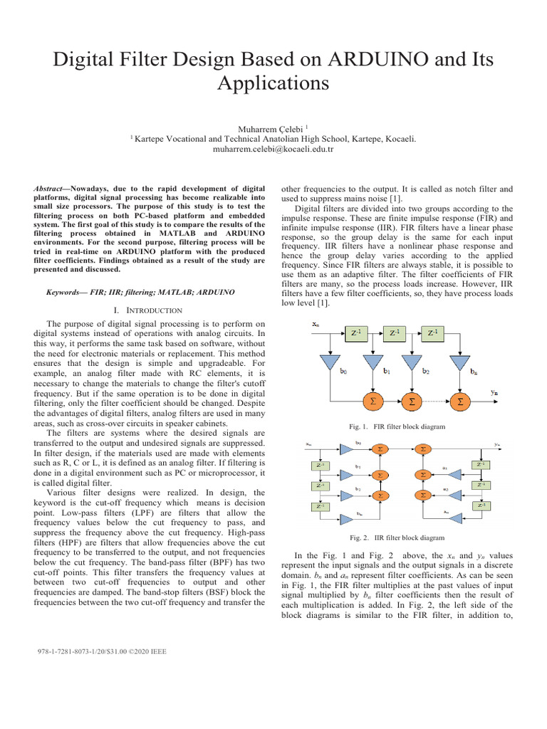 Digital Filter Design Based On ARDUINO and Its Applications | PDF ...