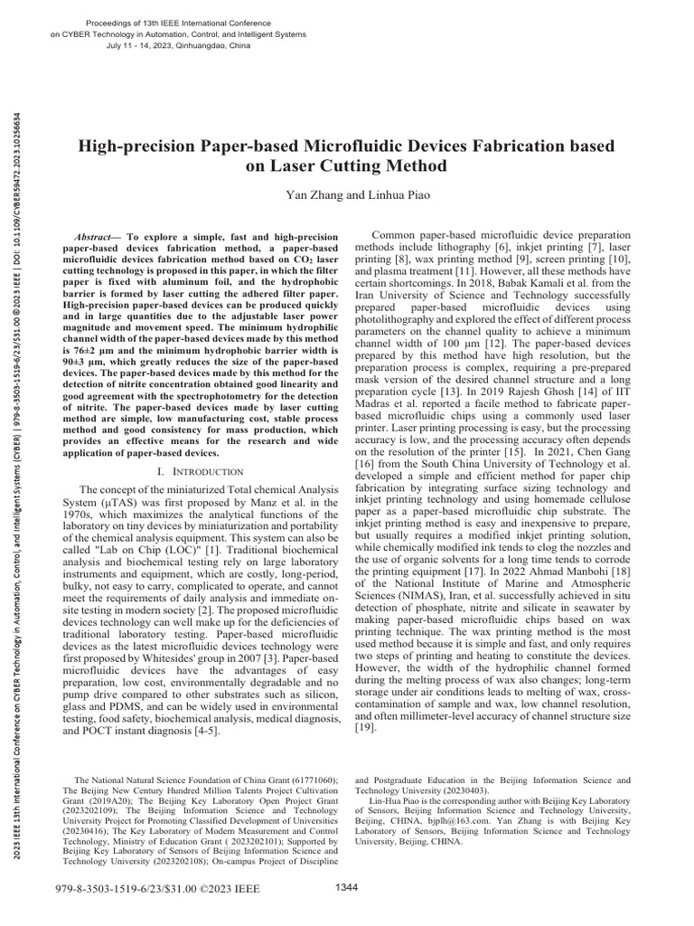 Laser-Cut Paper Microfluidic Devices | PDF | Microfluidics ...