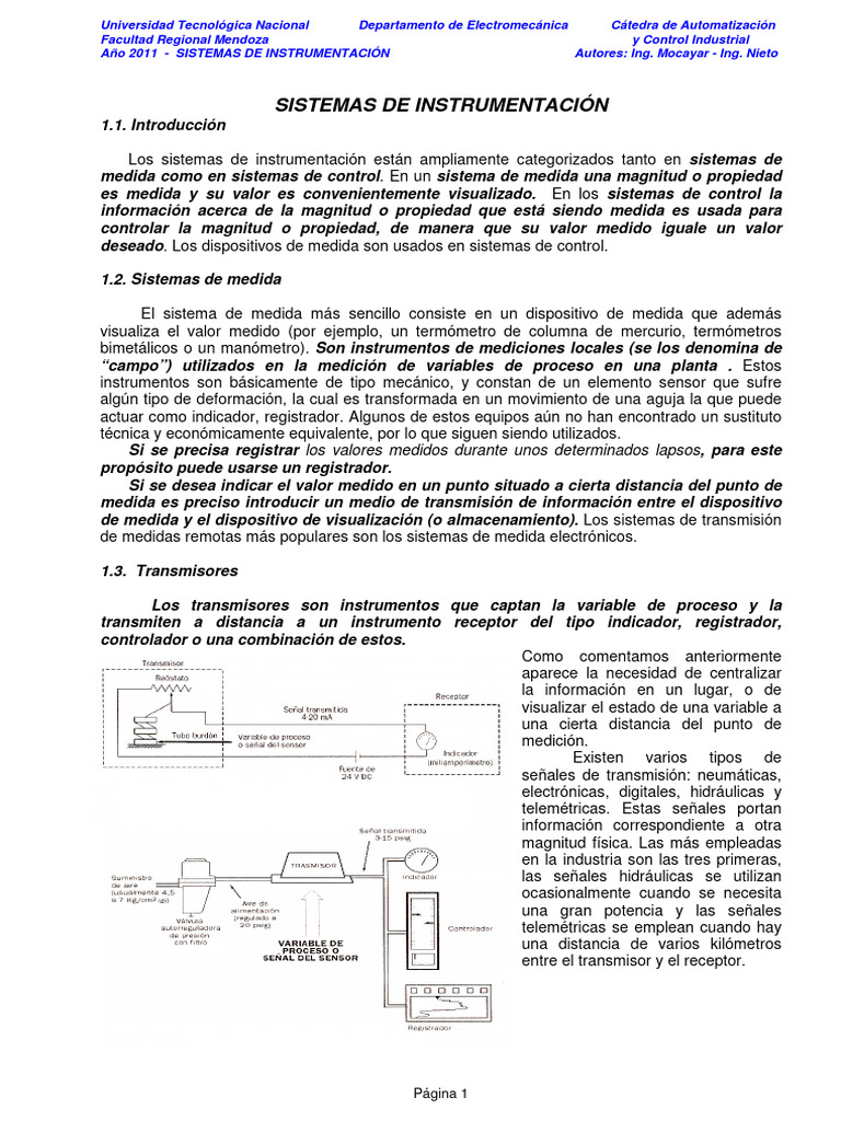 Sistemas de Instrumentación y Transmisores | PDF | Sensor | Electrónica
