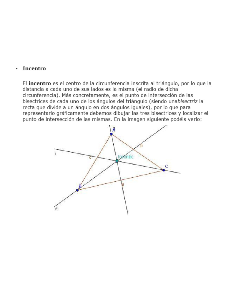 Centros del Triángulo: Incentro, Baricentro, Circuncentro y Ortocentro ...