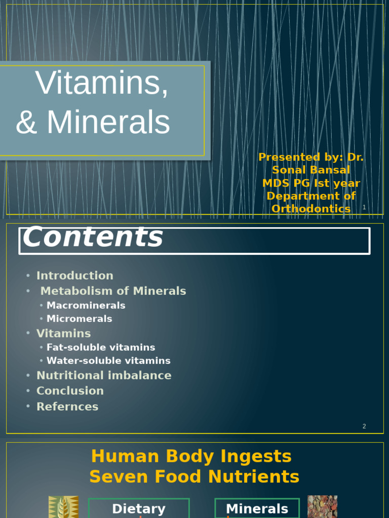 Essential Vitamins and Minerals Overview | PDF | Sodium | Human Tooth
