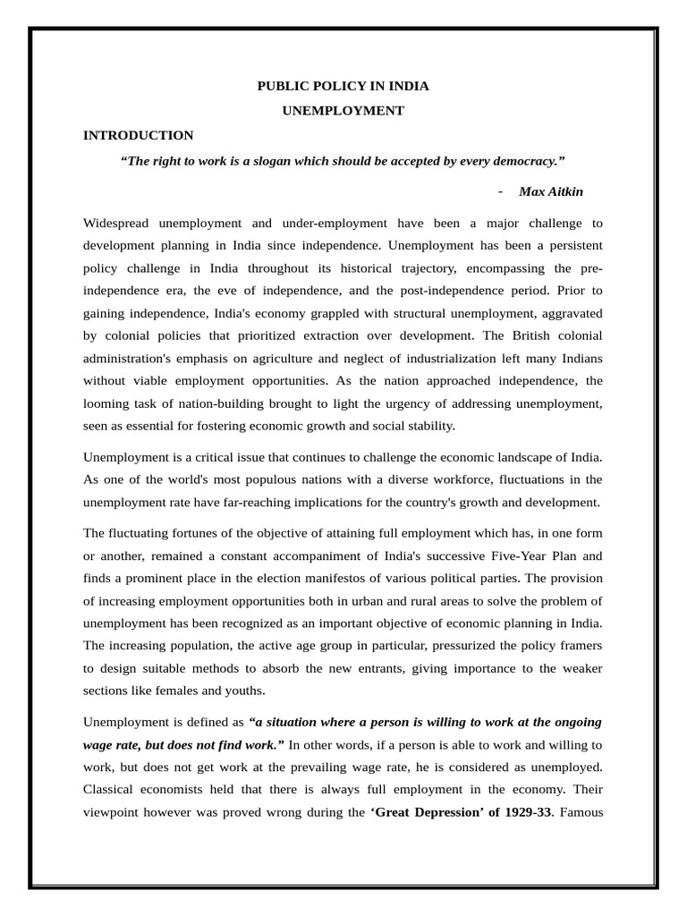 Unemployment Challenges in India | PDF | Unemployment | Recession