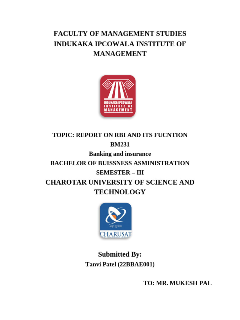 RBI Functions and Economic Impact Report | PDF | Reserve Bank Of India ...