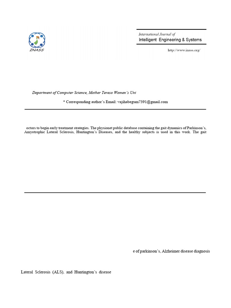 Gait Analysis for Neurodegenerative Disease Diagnosis | PDF ...