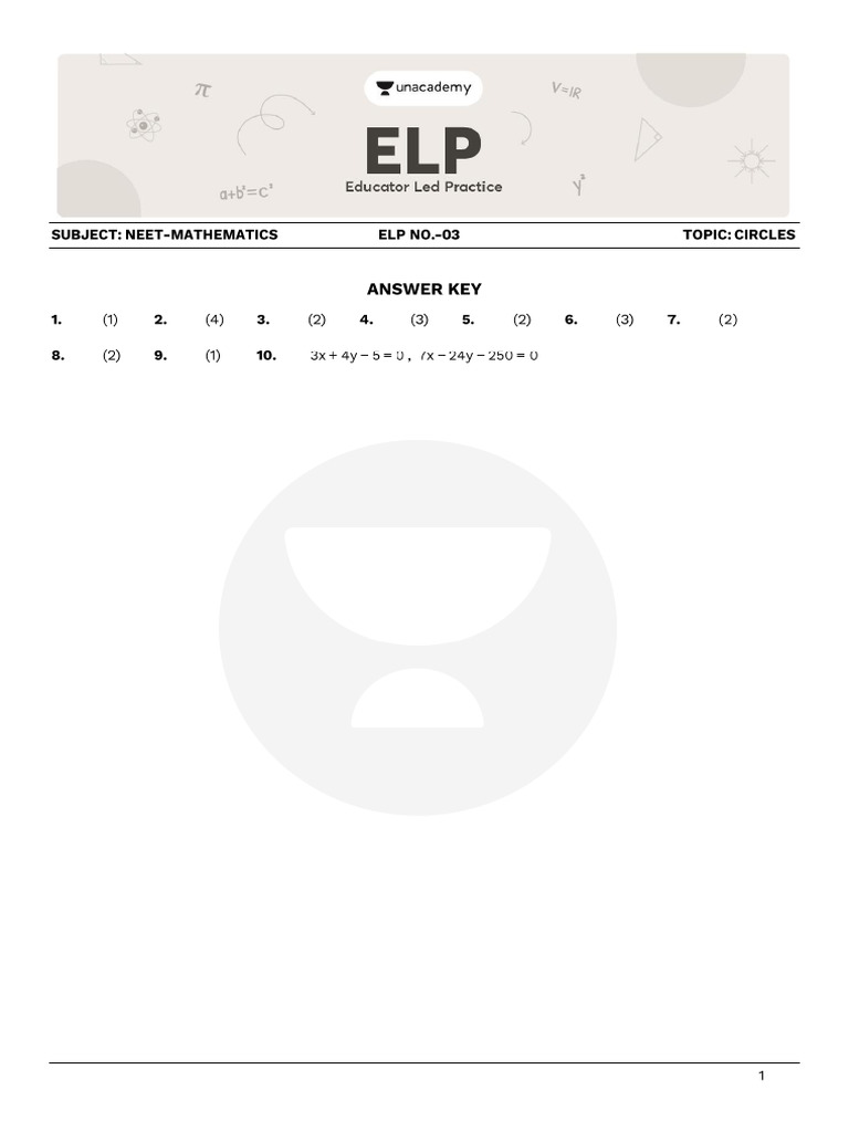 Elp-3 Circles Answer Key | PDF
