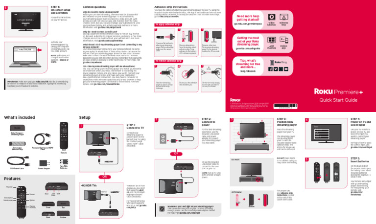 Roku Streaming Setup Guide | PDF | Roku | Hdmi
