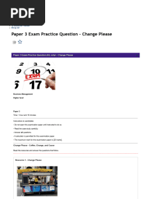 DP Business Management - Paper 3 Exam Practice Question - Change Please