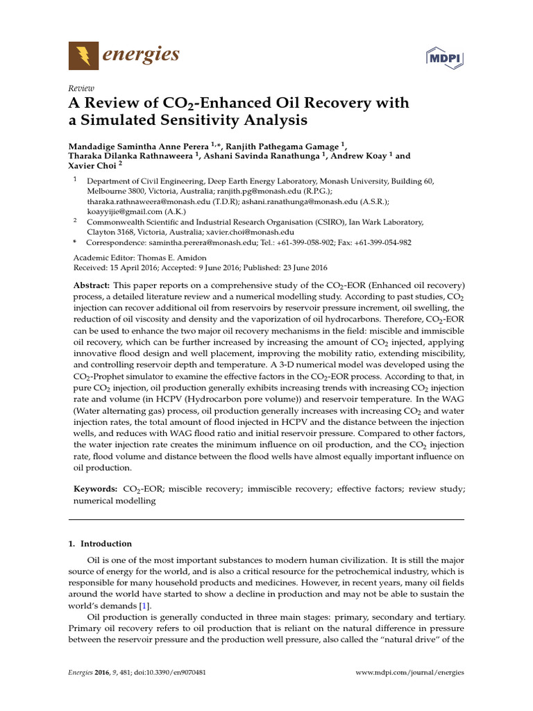 CO2-EOR: Sensitivity Analysis Review | PDF | Enhanced Oil Recovery ...