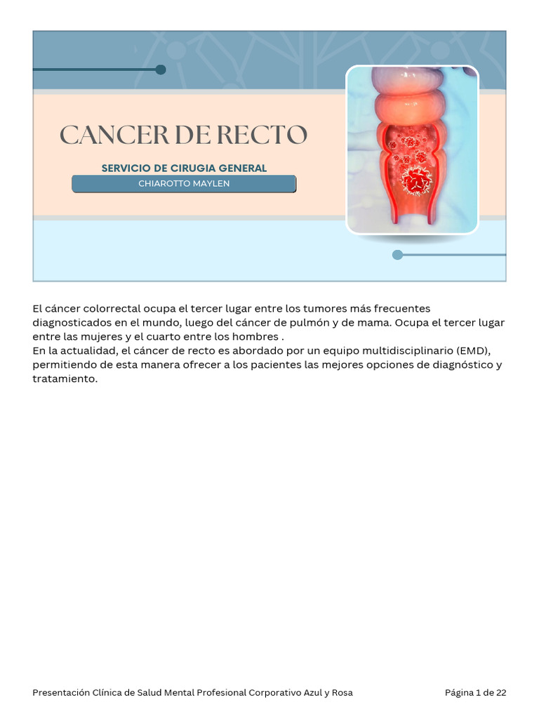 Cáncer de Recto: Diagnóstico y Tratamiento | PDF | Cáncer colonrectal ...
