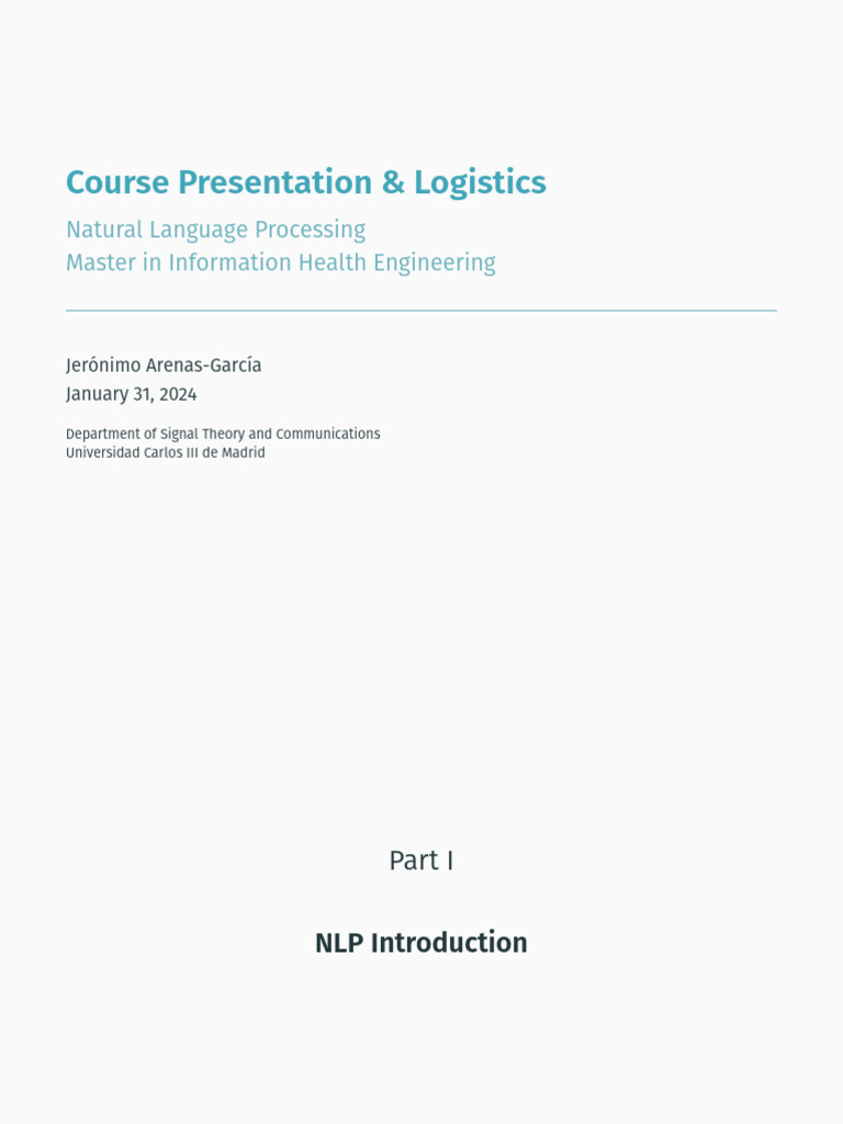 NLP Intro Logistics MIHE | PDF | Cognitive Science | Computing
