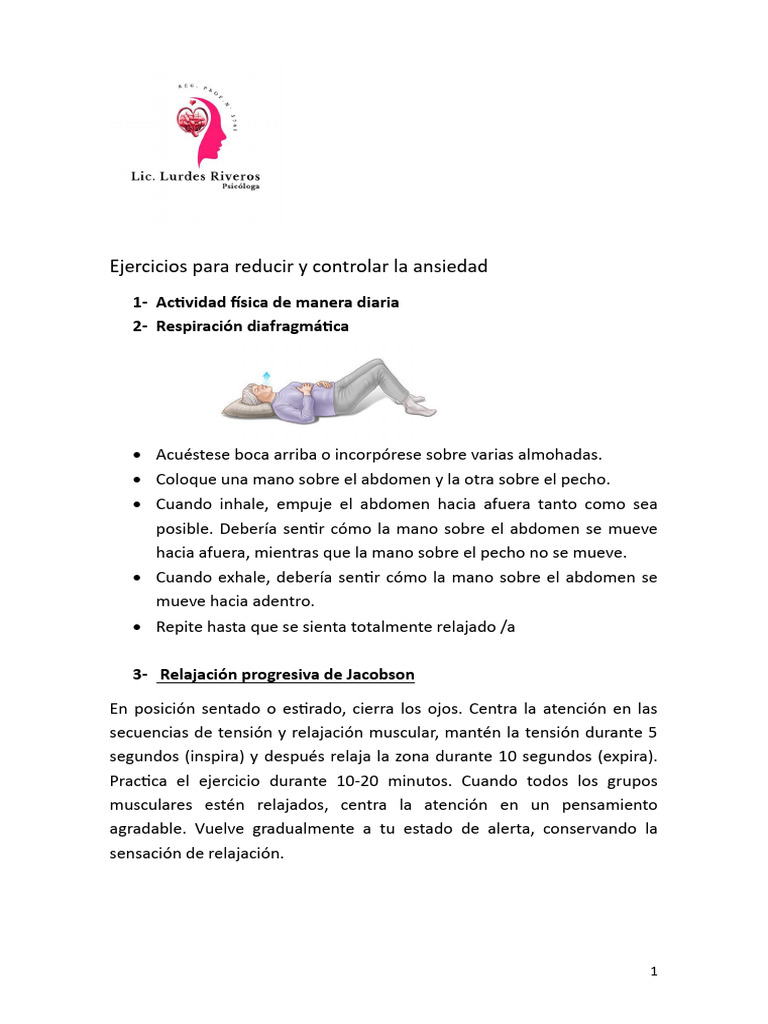 Ejercicios Para La Ansiedad Y El Estrés Pdf
