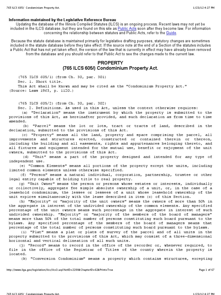 IL Condominium Property Act. Foreclosure Mortgage Law