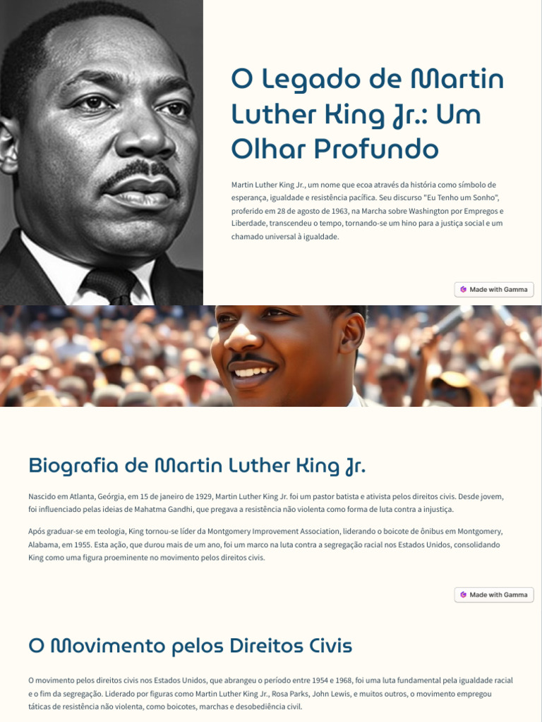 O Legado de Martin Luther King JR Um Olhar Profundo | PDF | Martin ...