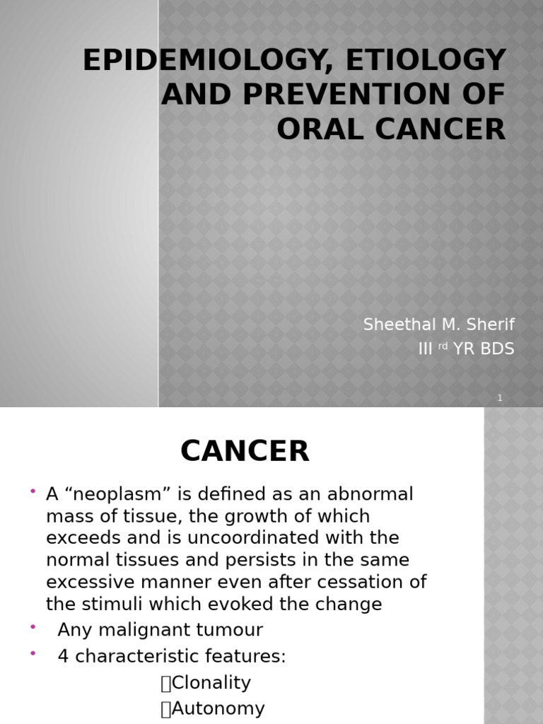 Oral Cancer: Epidemiology and Etiology | PDF | Radiation Therapy | Biopsy